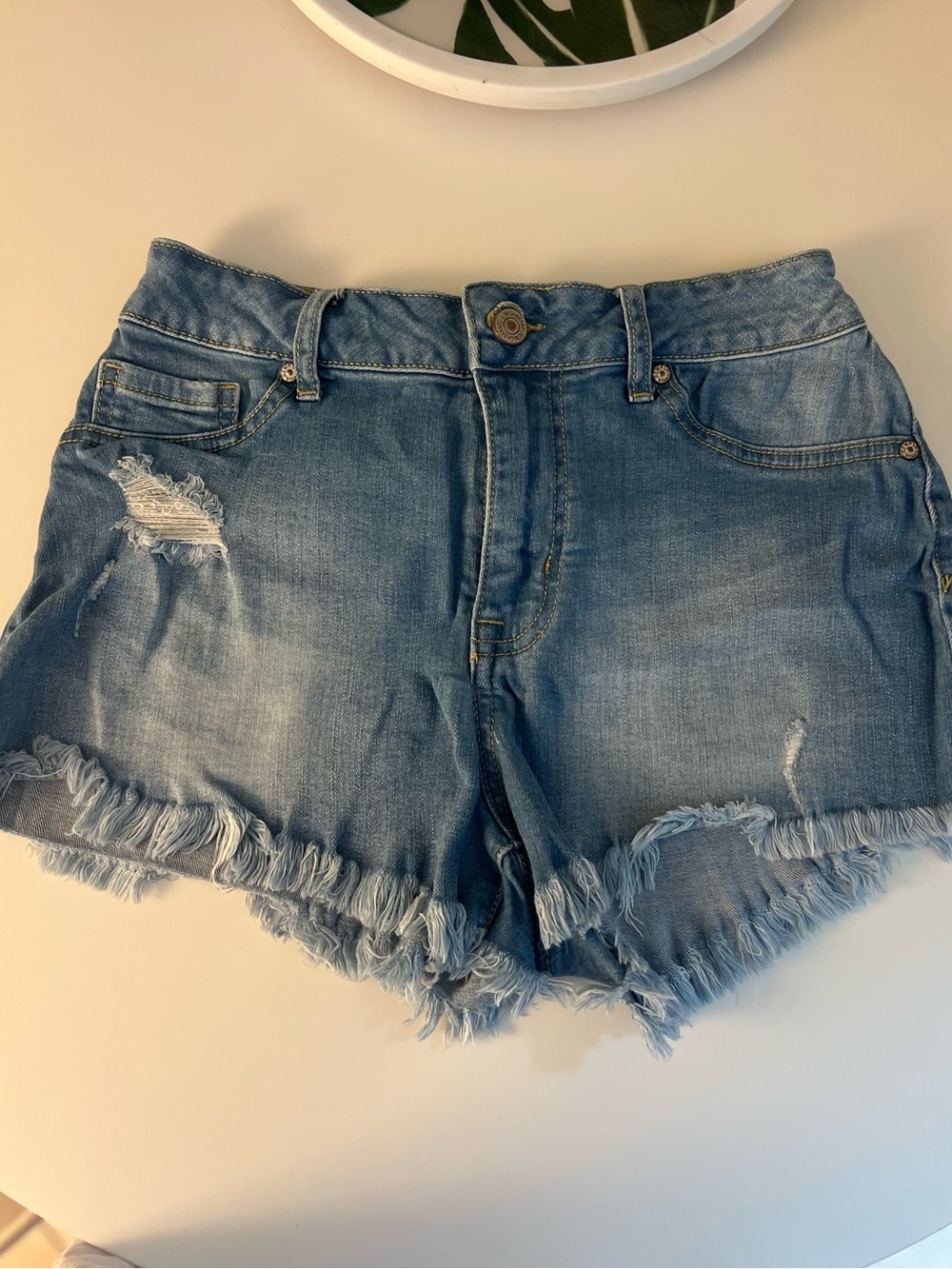 Rewash Light Blue Distressed Frayed Hem Jean Shorts